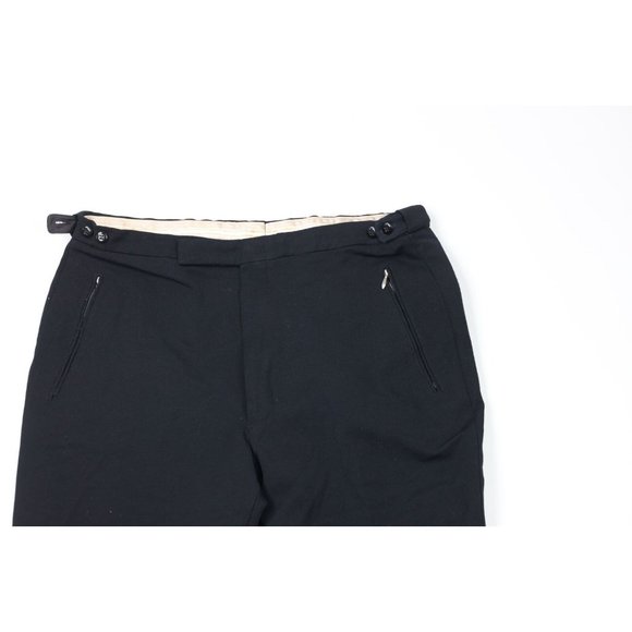 Vintage 40s Mens 34x32 Olympic Stretch Wool Stirrup Skiing Pants Black Italy - Picture 2 of 12